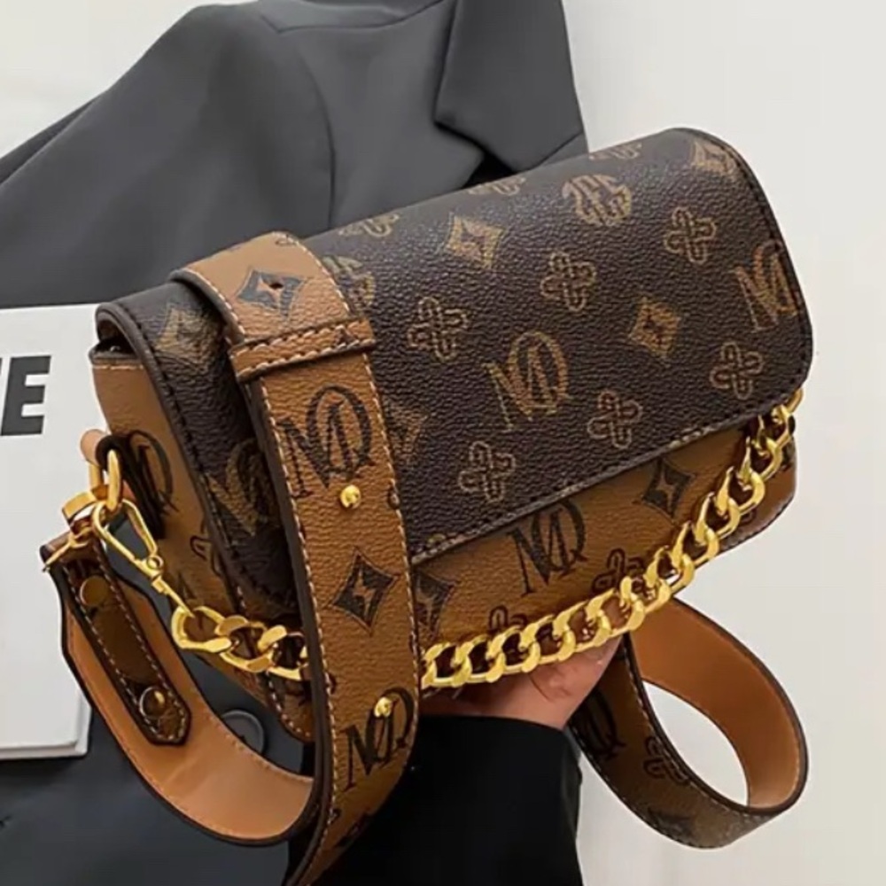 Brown and Gold Designer Women's Bag